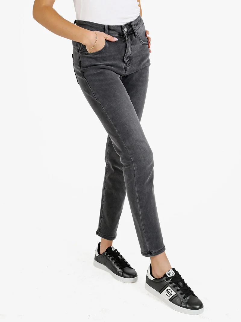 Jeans donna regular fit push up - grigio scuro