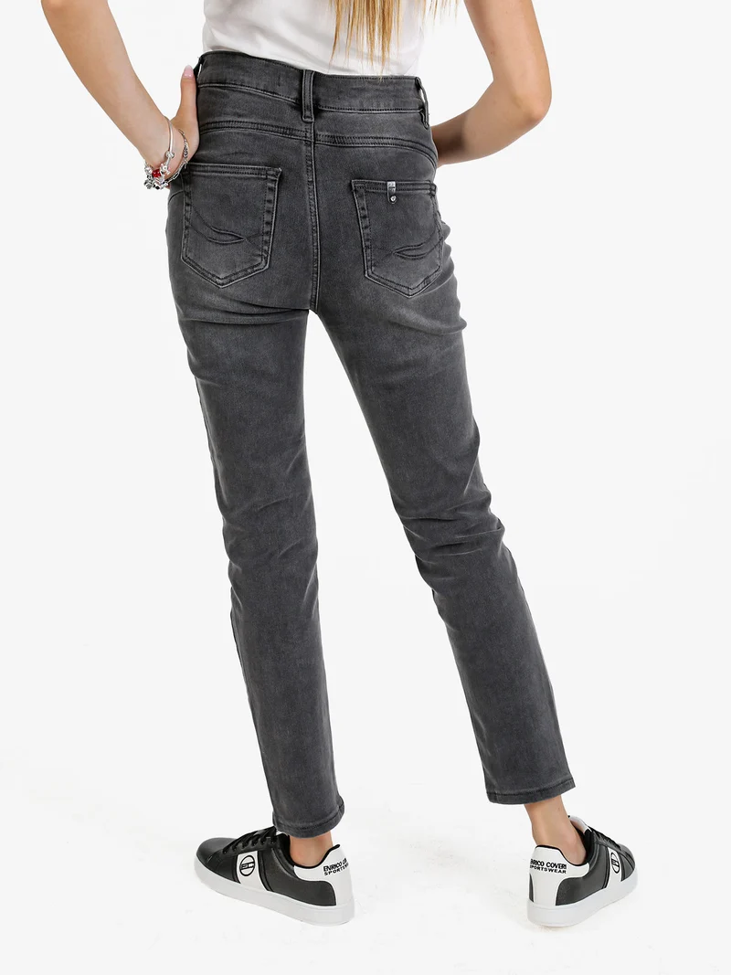 Jeans donna regular fit push up - grigio scuro