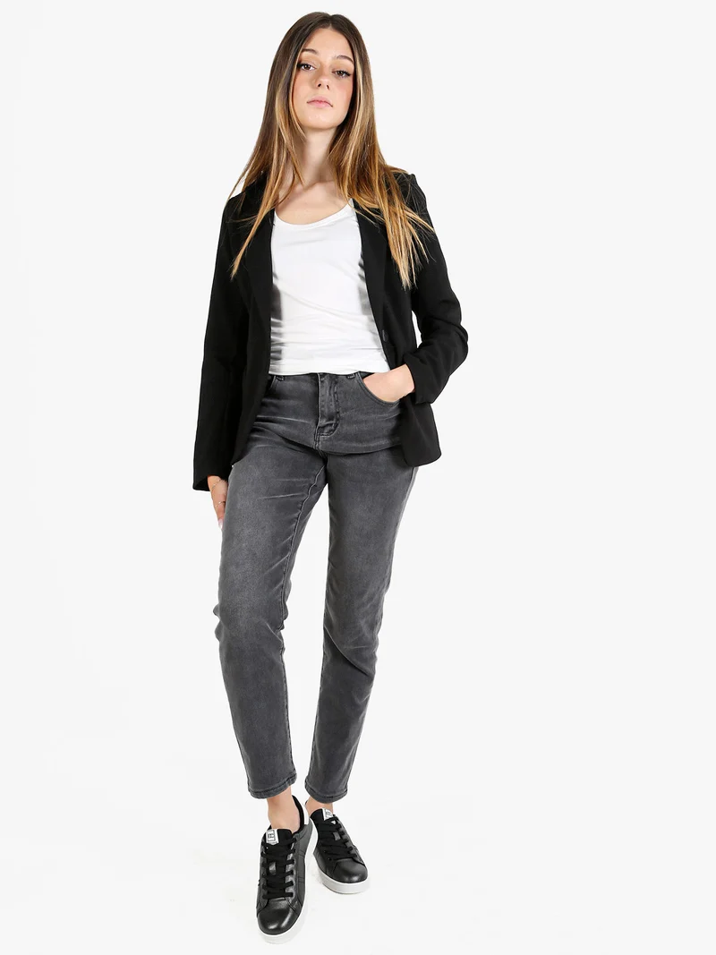 Jeans donna regular fit push up - grigio scuro