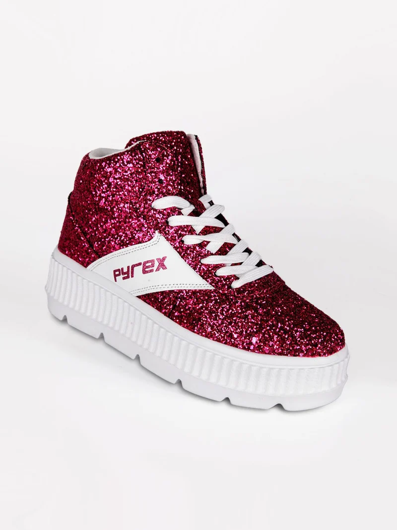 PY030115 Sneakers donna alta glitter - fucsia