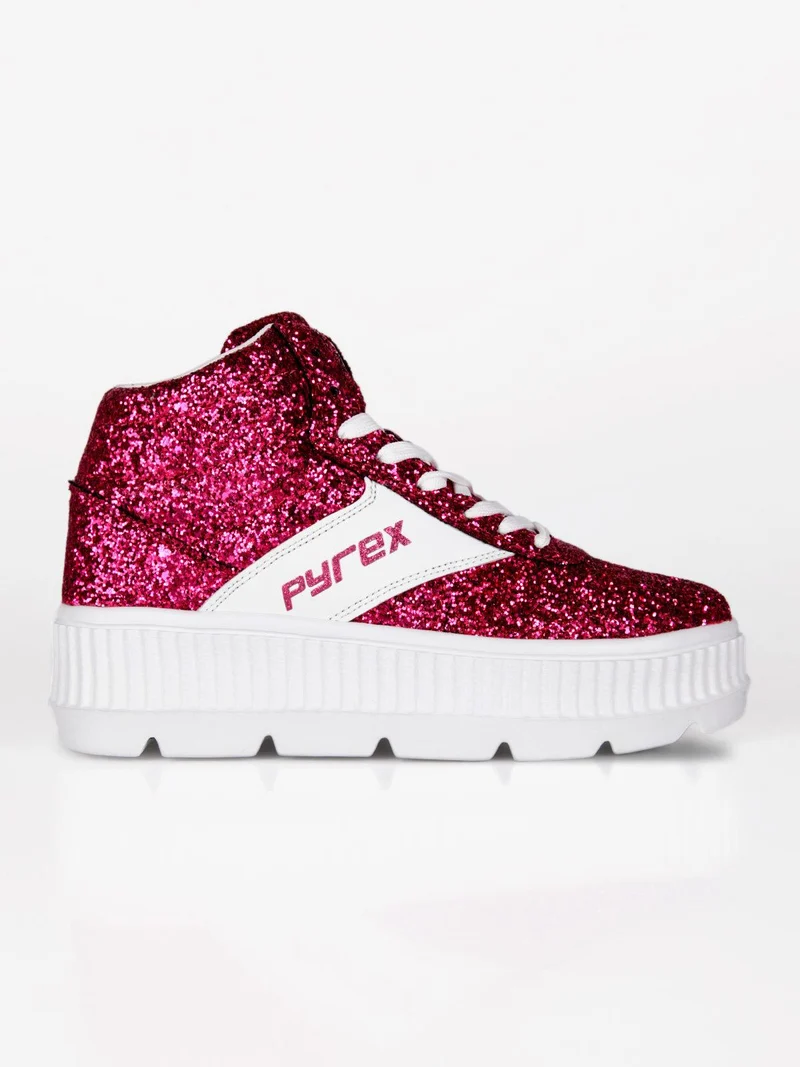 PY030115 Sneakers donna alta glitter - fucsia