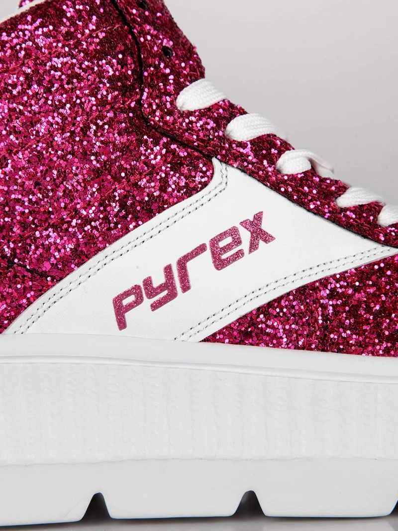 PY030115 Sneakers donna alta glitter - fucsia