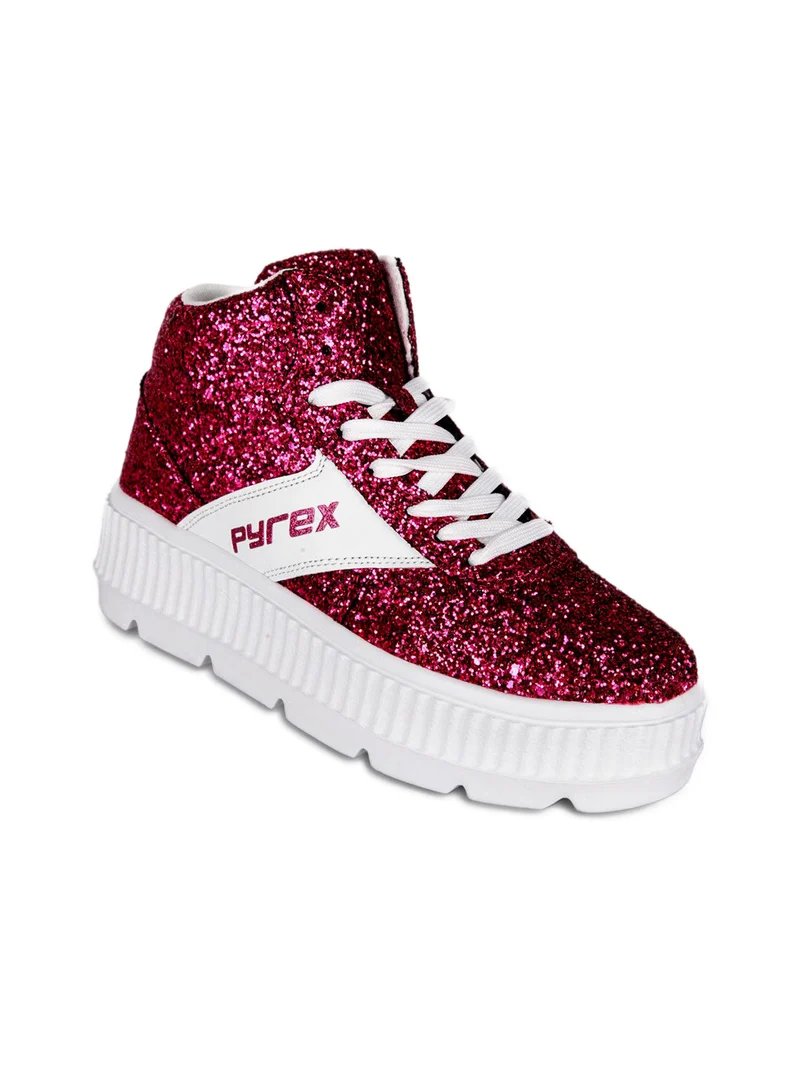 PY030115 Sneakers donna alta glitter - fucsia