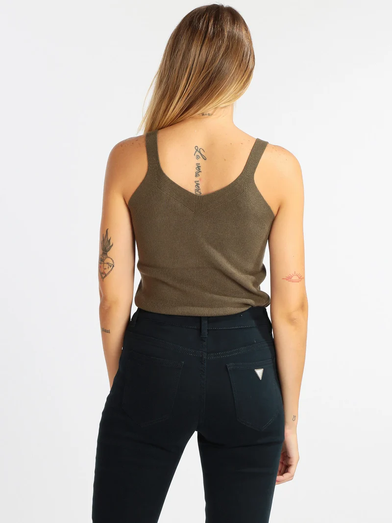 Top donna in maglia - oliva