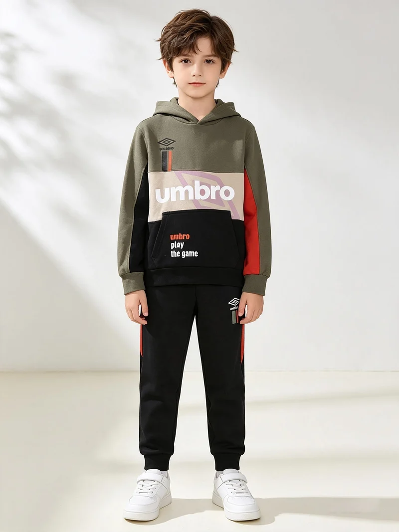 Completo tuta 2 pezzi da bambino con cappuccio e intero felpato - militare