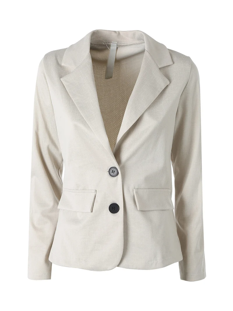 Blazer donna con bottoni e stampa texture - beige