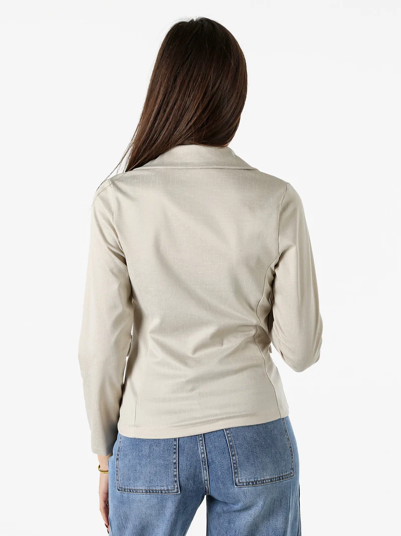 Blazer donna con bottoni e stampa texture - beige