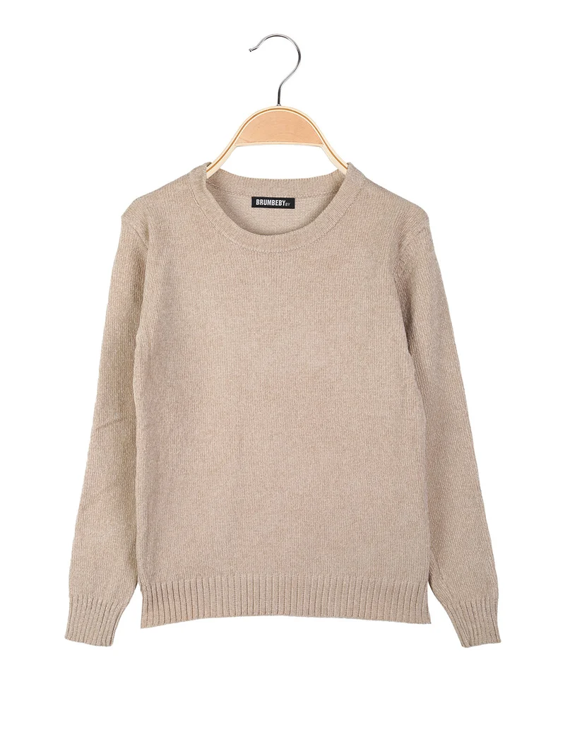 Maglione girocollo da bambino effetto ciniglia - beige