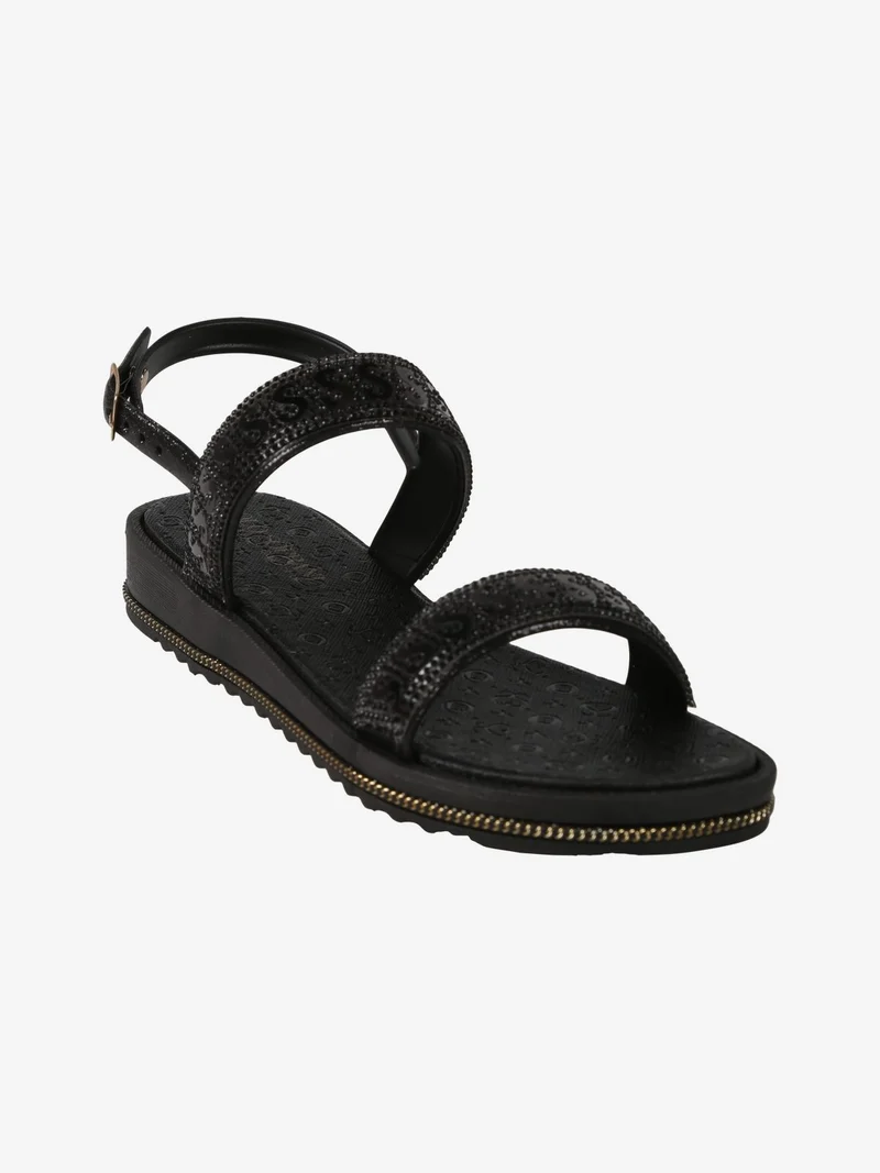 Sandali donna in gomma con zeppa - nero