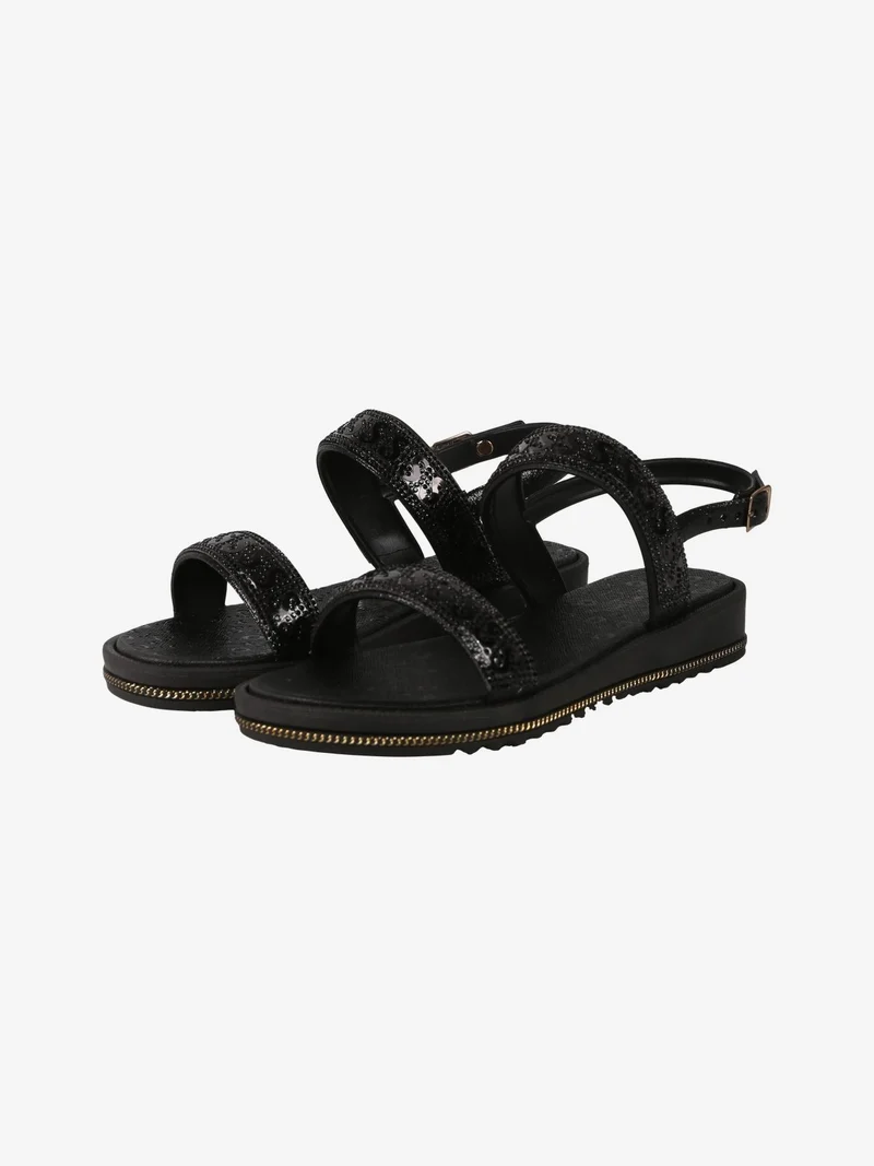 Sandali donna in gomma con zeppa - nero