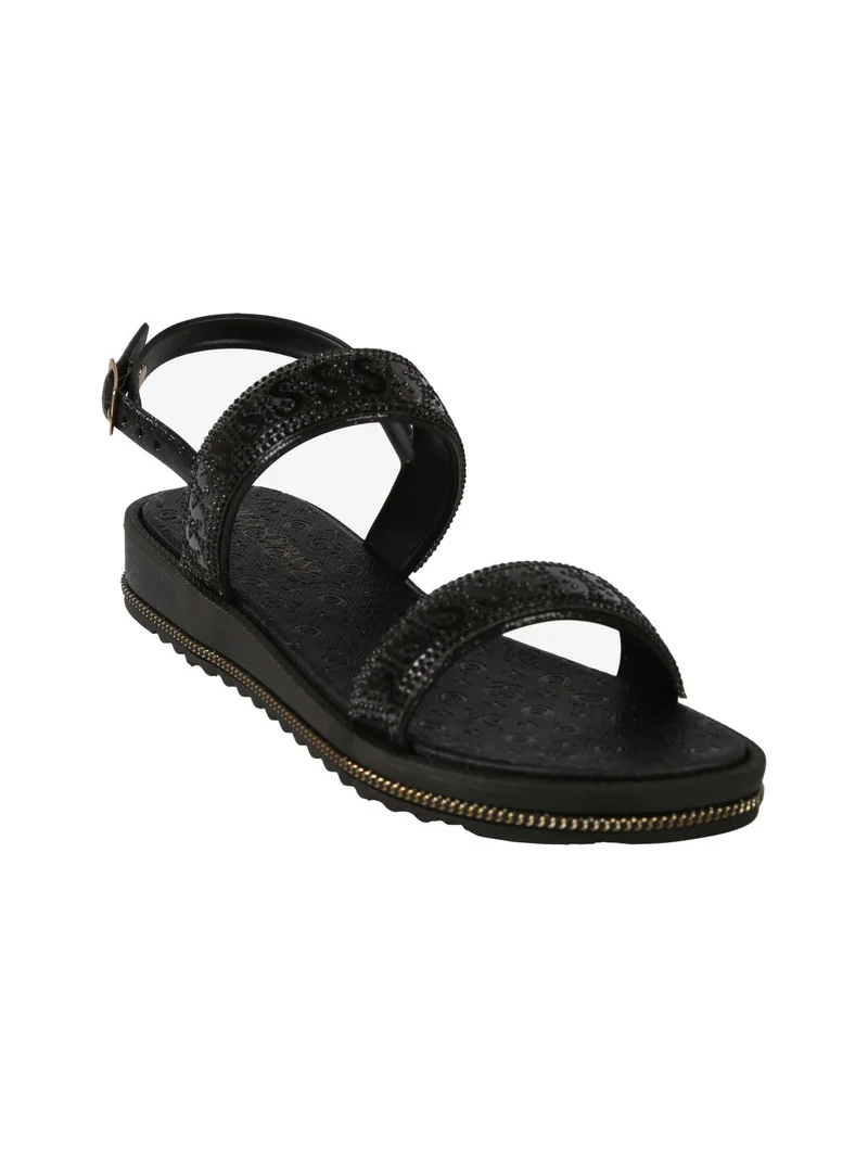 Sandali donna in gomma con zeppa - nero