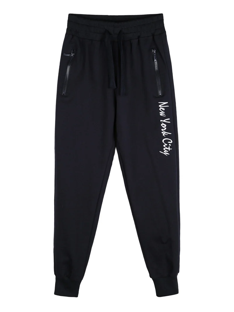 Pantaloni tuta da bambino con polsini - blu scuro