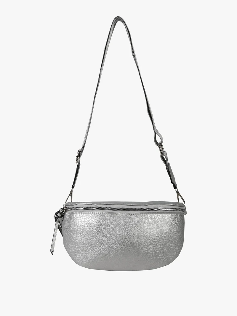 Marsupio donna in similpelle con tracolla stampata - argento