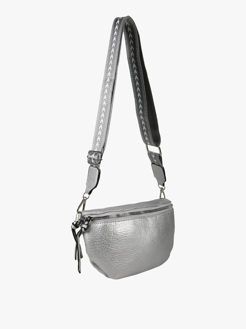 Marsupio donna in similpelle con tracolla stampata - argento