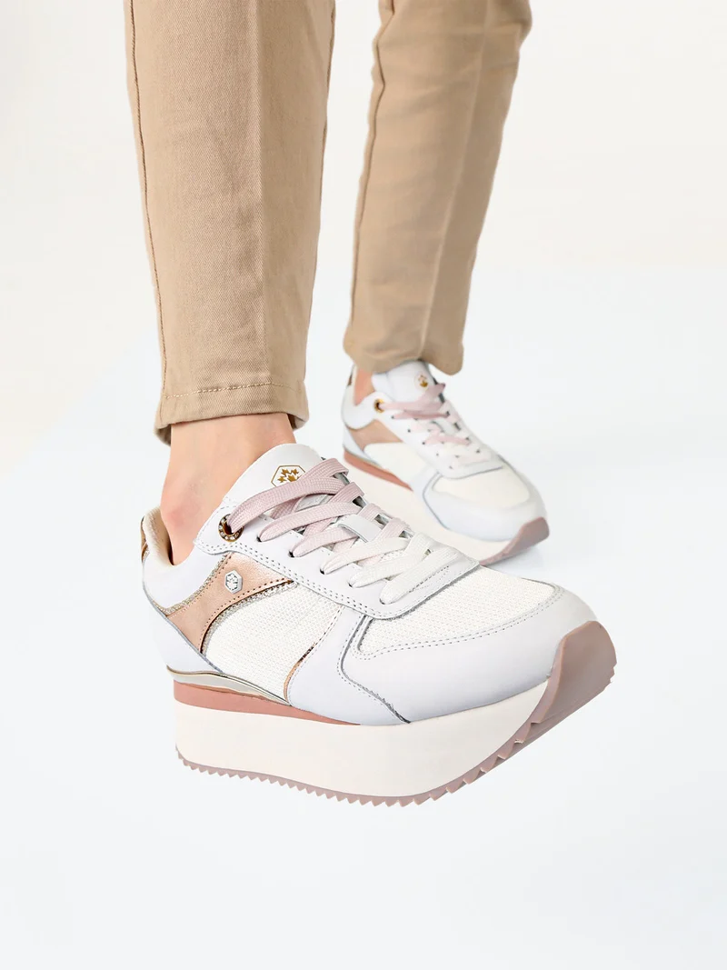 LOTUS Sneakers donna in pelle con platform - rosa