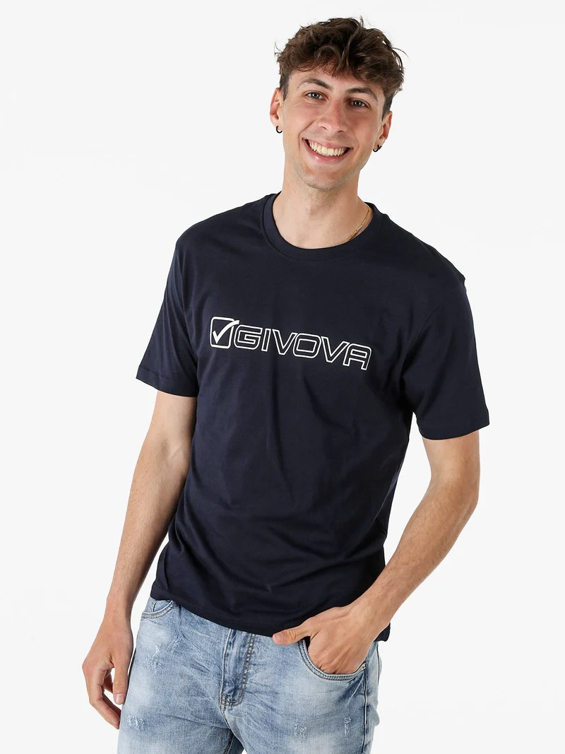 T-shirt da uomo in cotone con logo - blu scuro