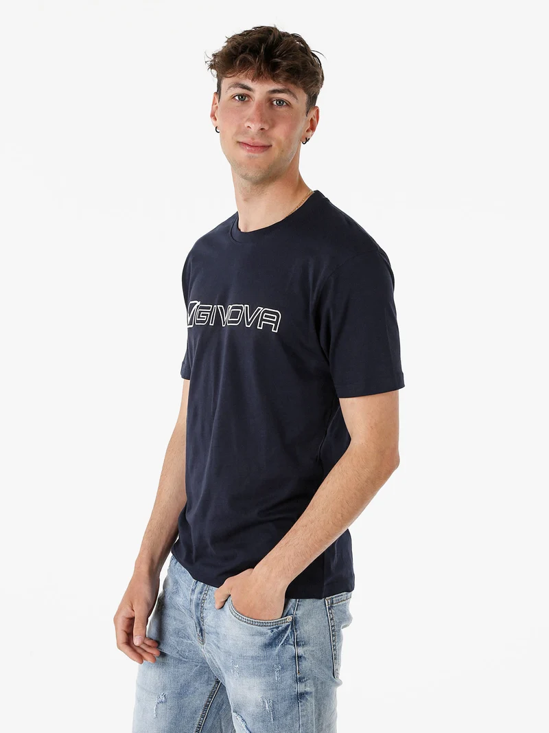 T-shirt da uomo in cotone con logo - blu scuro