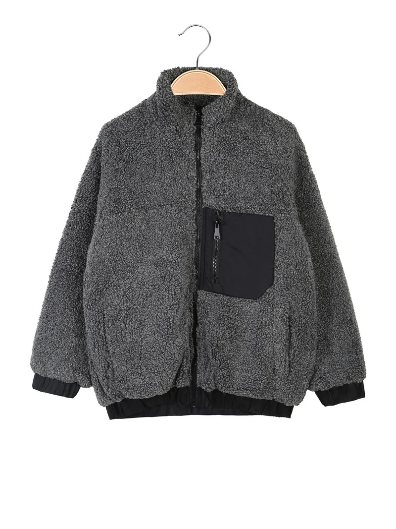 Giubbotto da bambino teddy con zip - nero