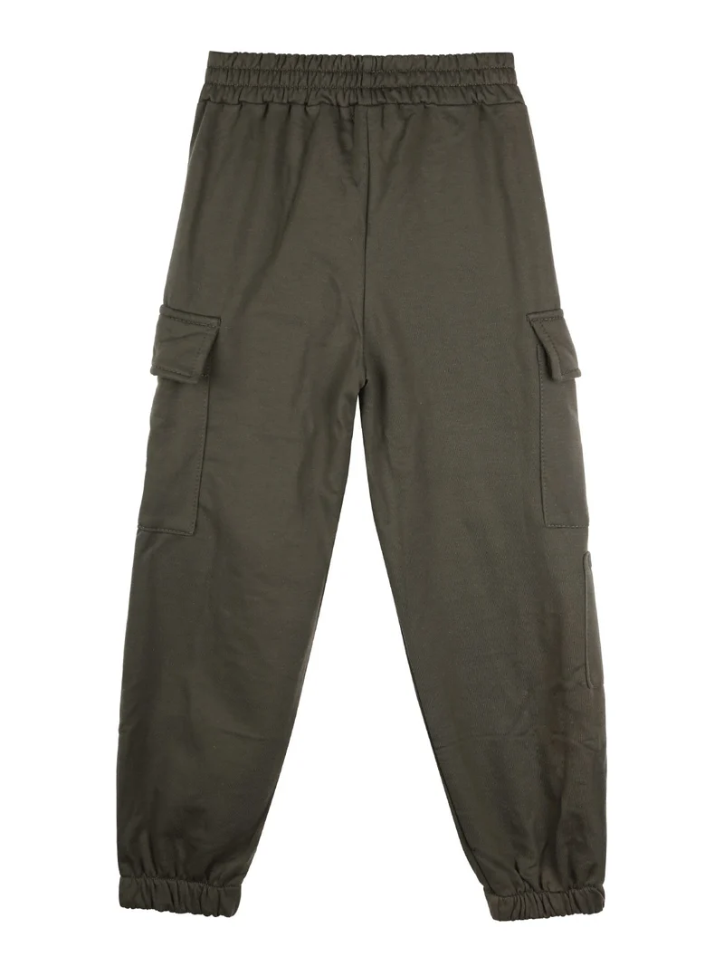Pantaloni cargo da ragazza con polsini e coulisse - militare