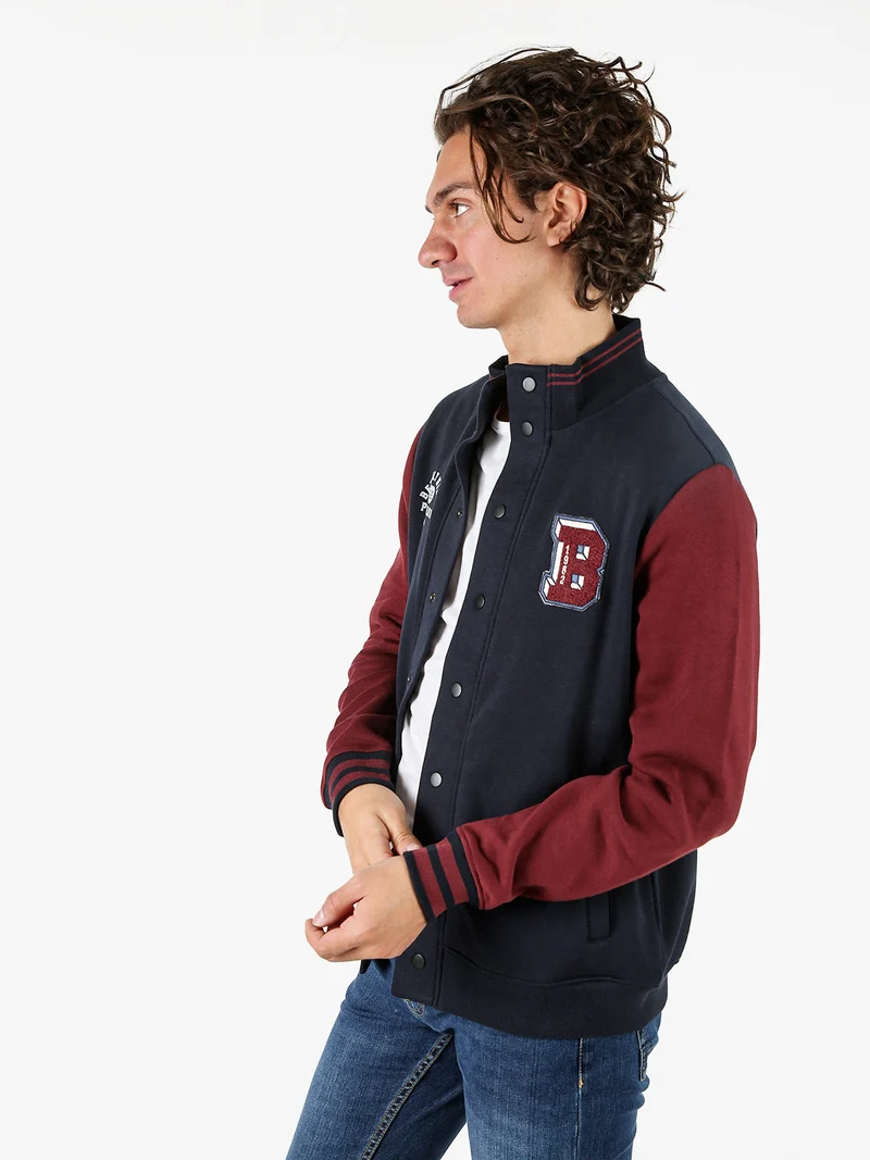 Felpa college da uomo - blu scuro