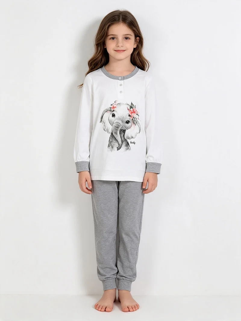 Pigiama lungo in cotone - bianco
