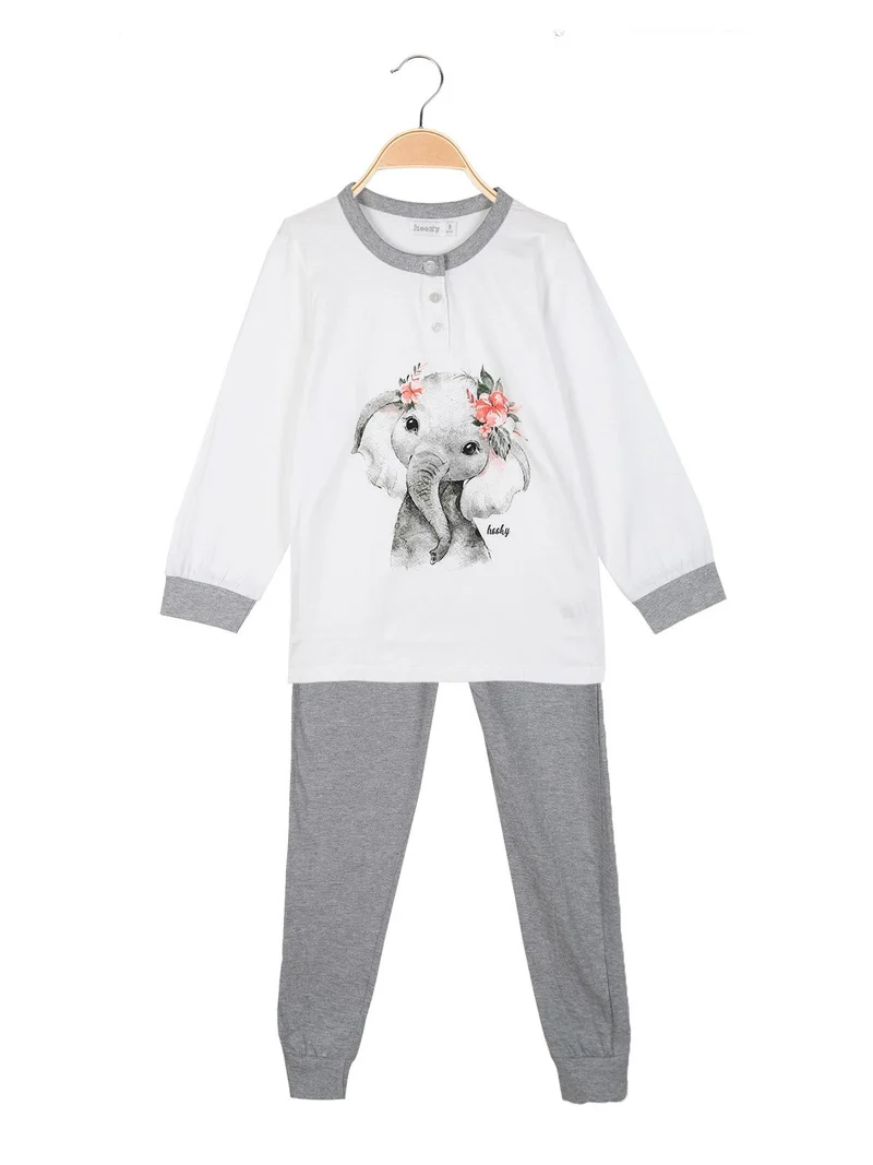Pigiama lungo in cotone - bianco