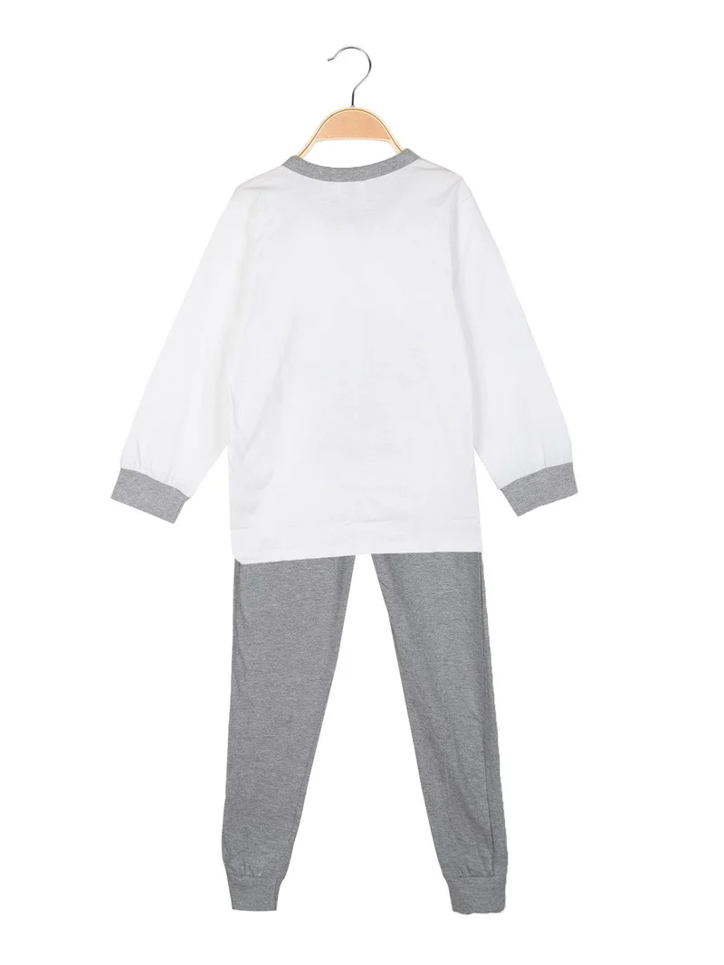 Pigiama lungo in cotone - bianco
