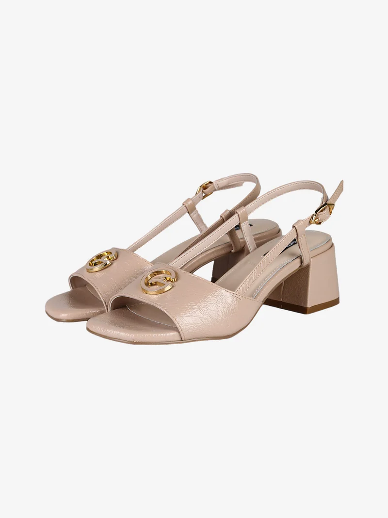 Sandali da donna con tacco largo - nudo