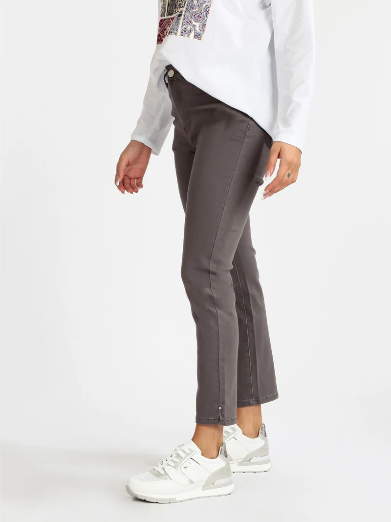 Pantalone donna a vita alta - grigio
