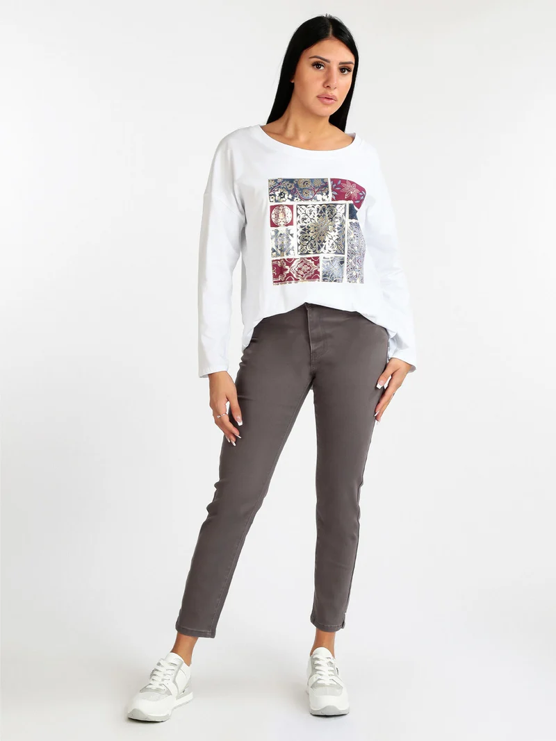 Pantalone donna a vita alta - grigio