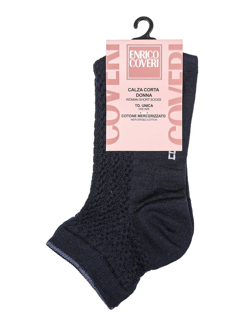 Calze corte da donna in cotone mercerizzato - blu scuro