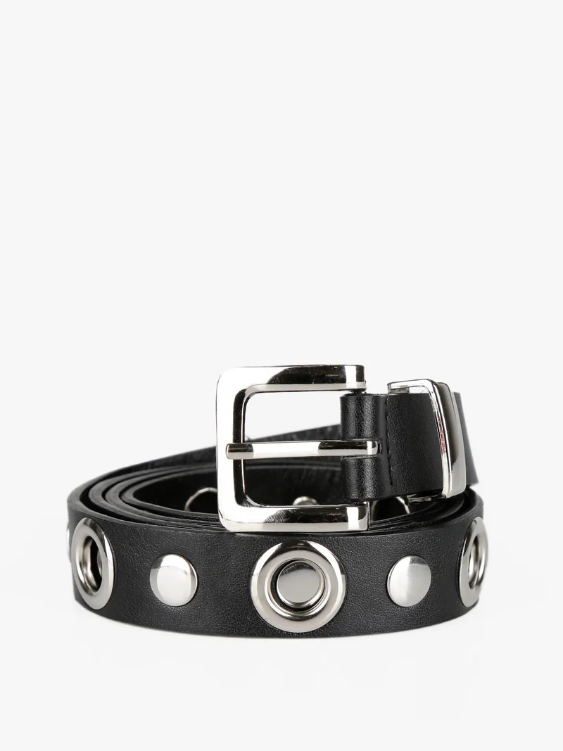 Cintura donna con occhielli e borchie - argento