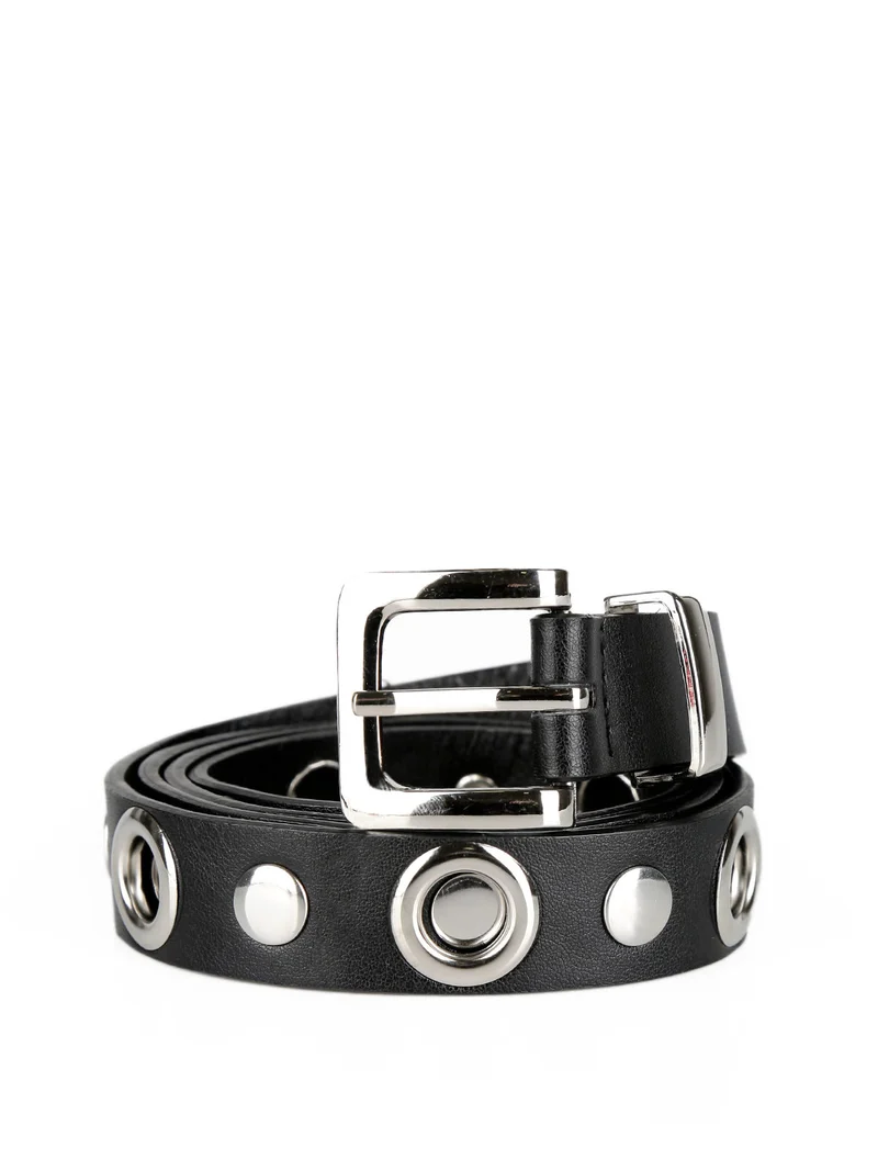 Cintura donna con occhielli e borchie - argento