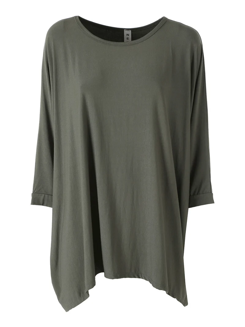 Maxi blusa da donna in viscosa con maniche a pipistrello - verde