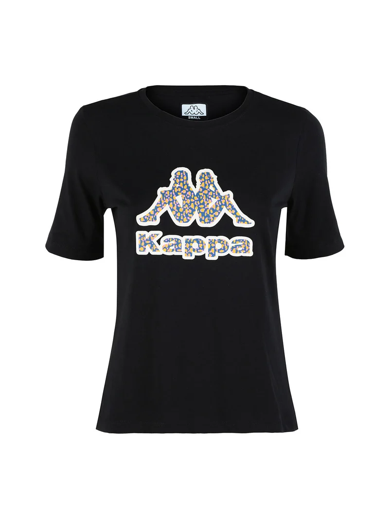 T-shirt donna in cotone con logo - nero