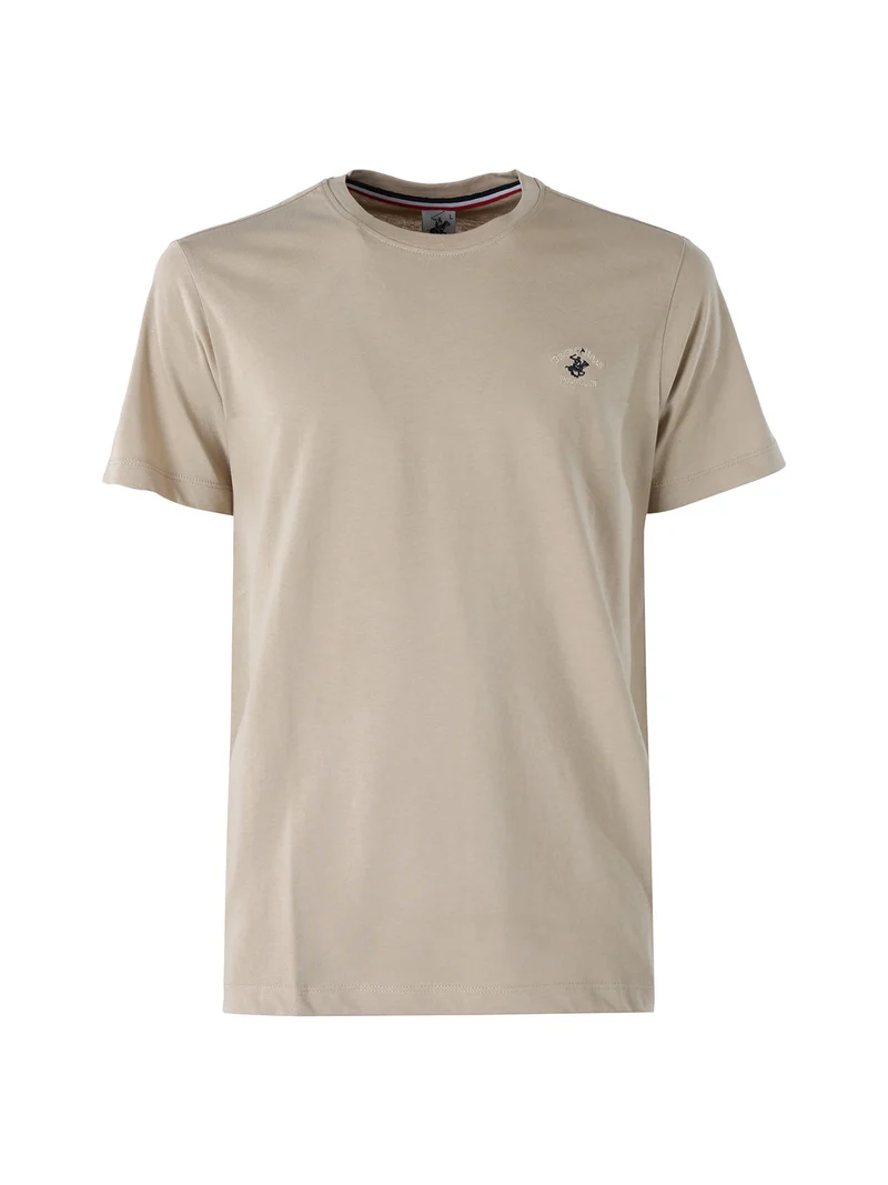 T-shirt girocollo da uomo in cotone - sabbia