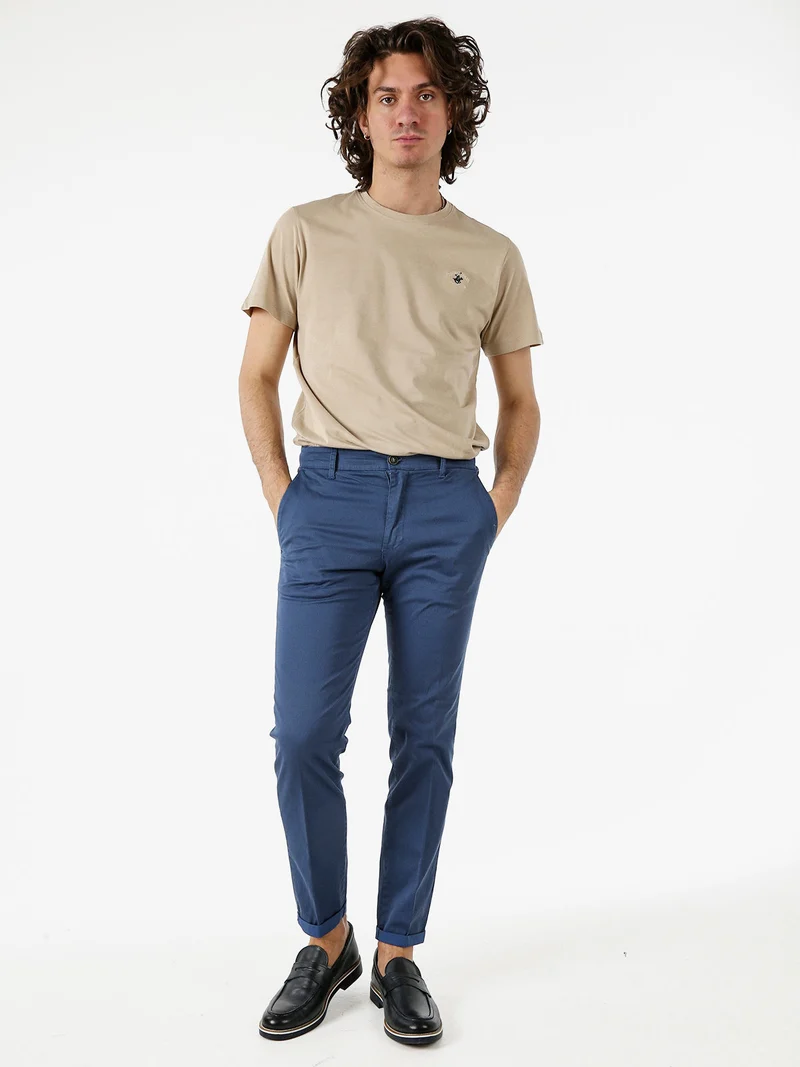 T-shirt girocollo da uomo in cotone - sabbia