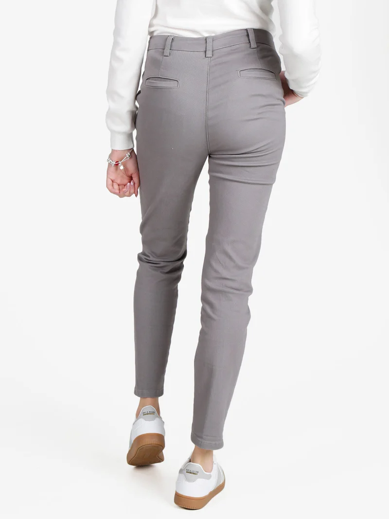 Pantaloni donna in cotone a gamba dritta - grigio