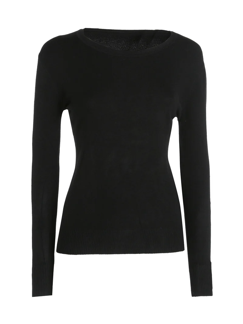 Pullover girocollo da donna - nero
