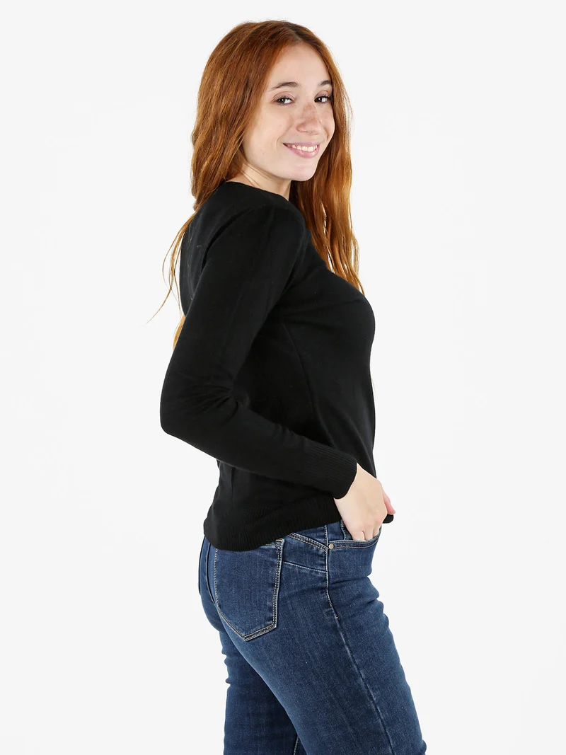 Pullover girocollo da donna - nero
