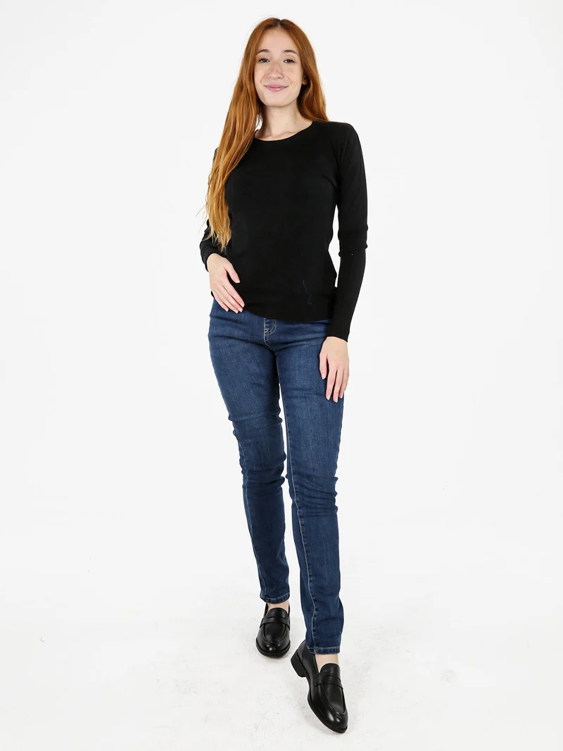 Pullover girocollo da donna - nero