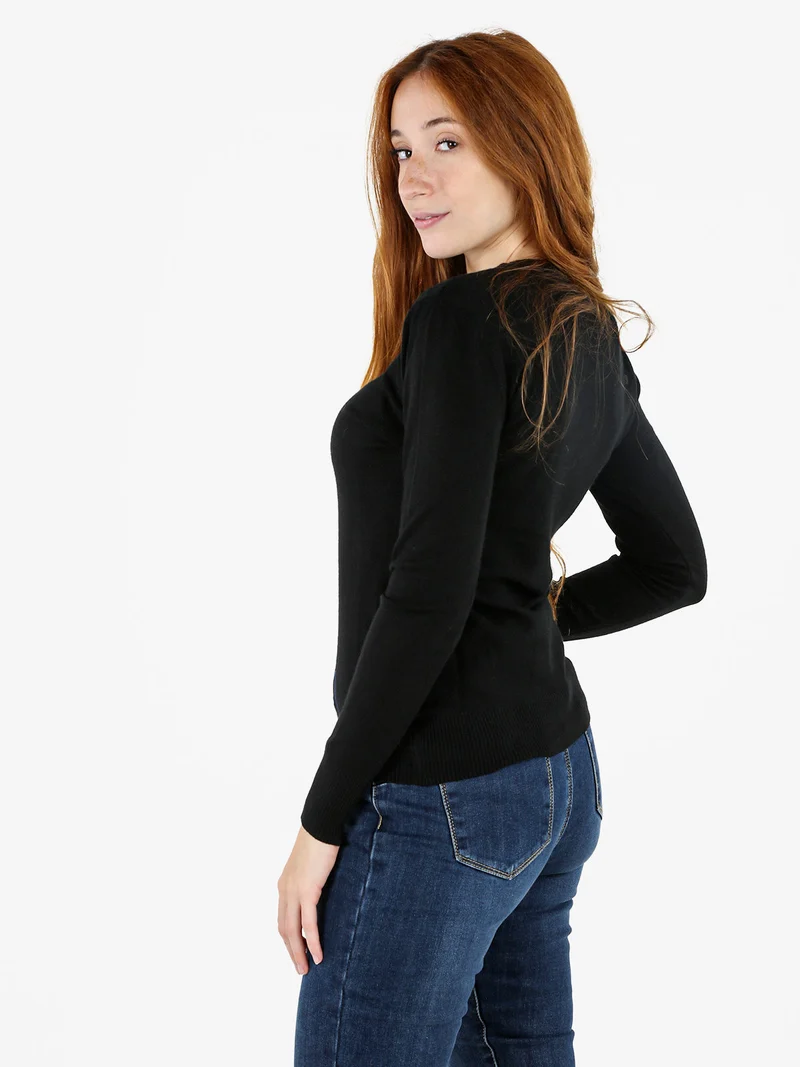 Pullover girocollo da donna - nero