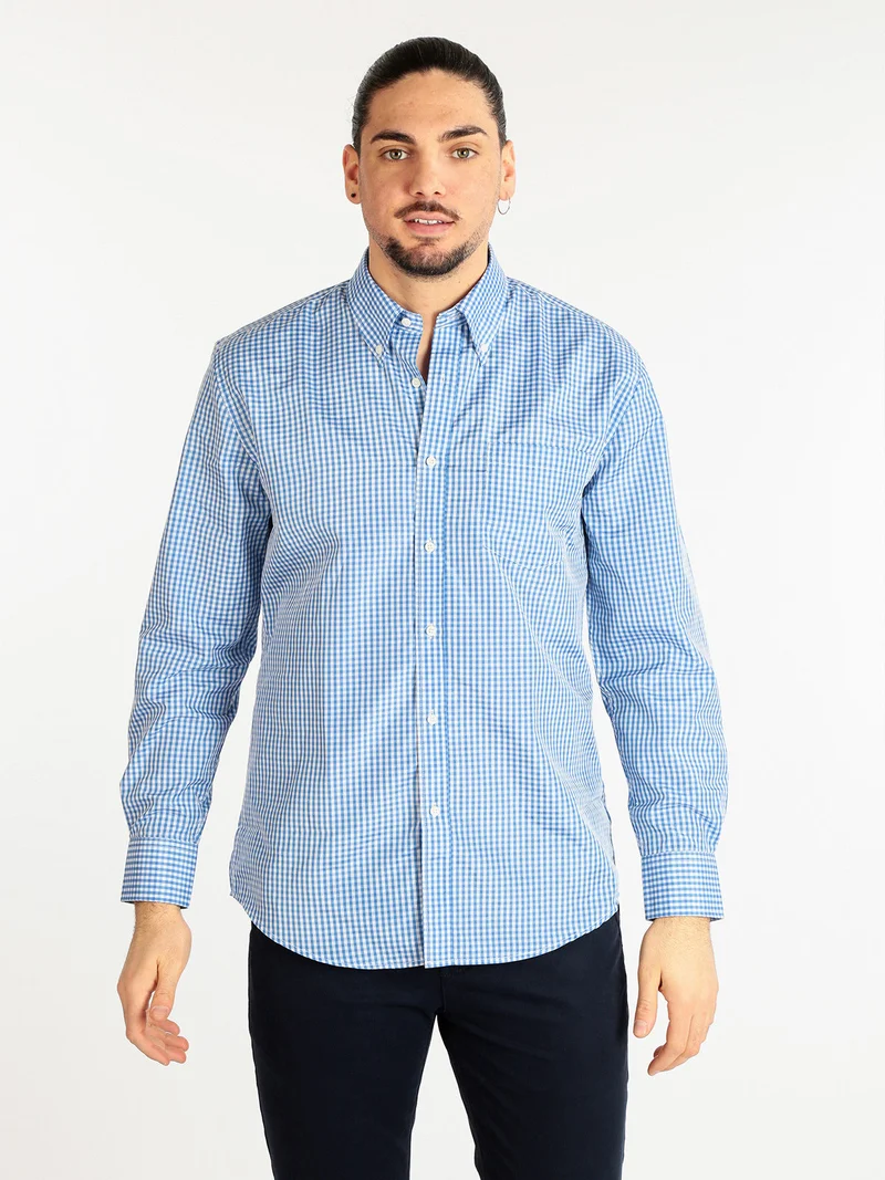 Camicia uomo regular fit a quadretti - azzurro