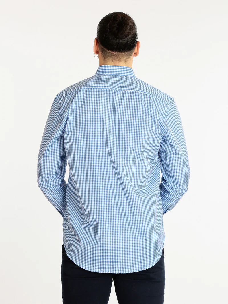 Camicia uomo regular fit a quadretti - azzurro