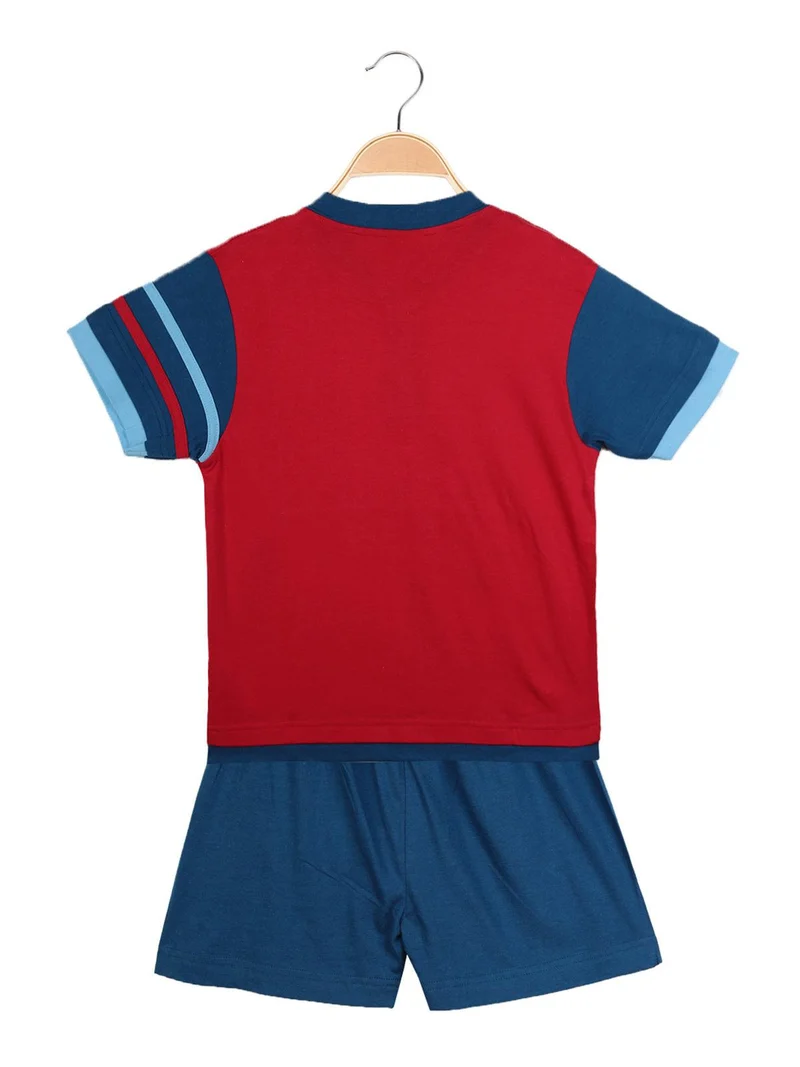 Pigiama in cotone mezze maniche + pantaloncino - rosso