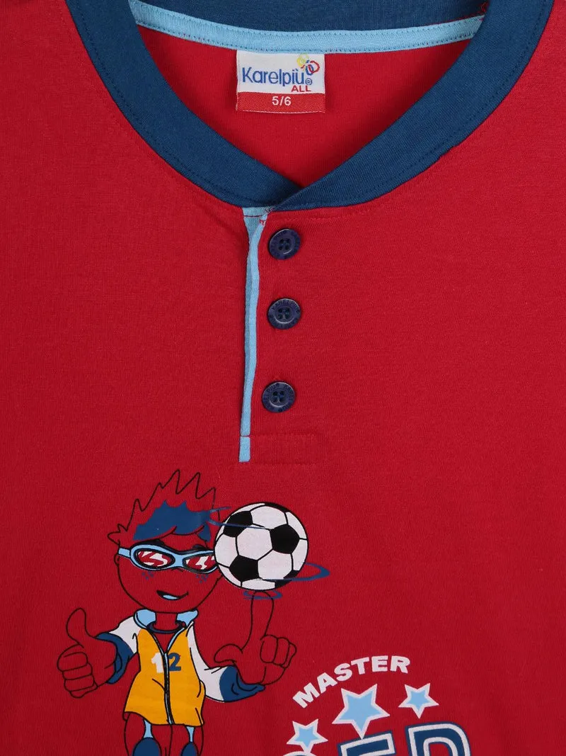 Pigiama in cotone mezze maniche + pantaloncino - rosso
