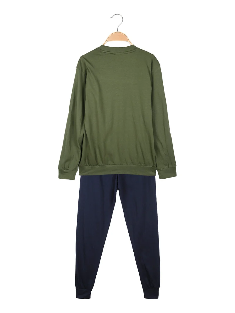 Pigiama lungo da bambino in cotone - militare