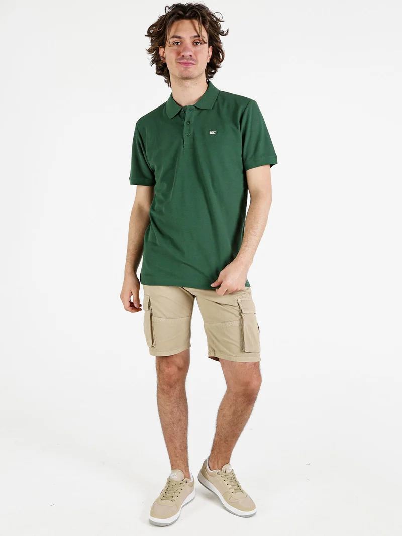 Polo da uomo in cotone a maniche corte - verde