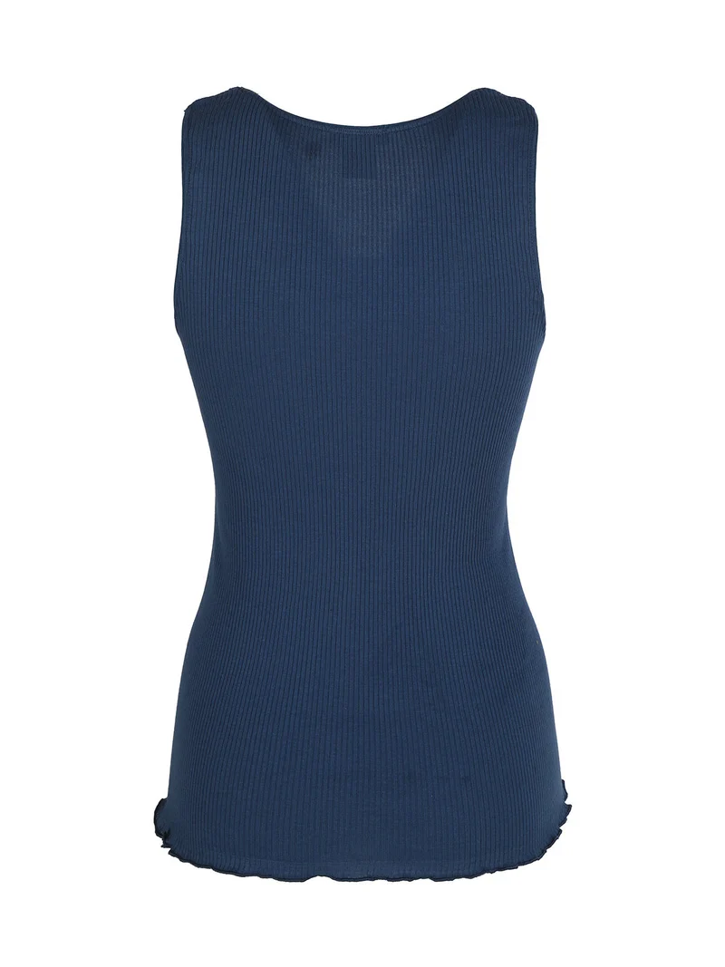 Canotta donna girocollo a costine - blu