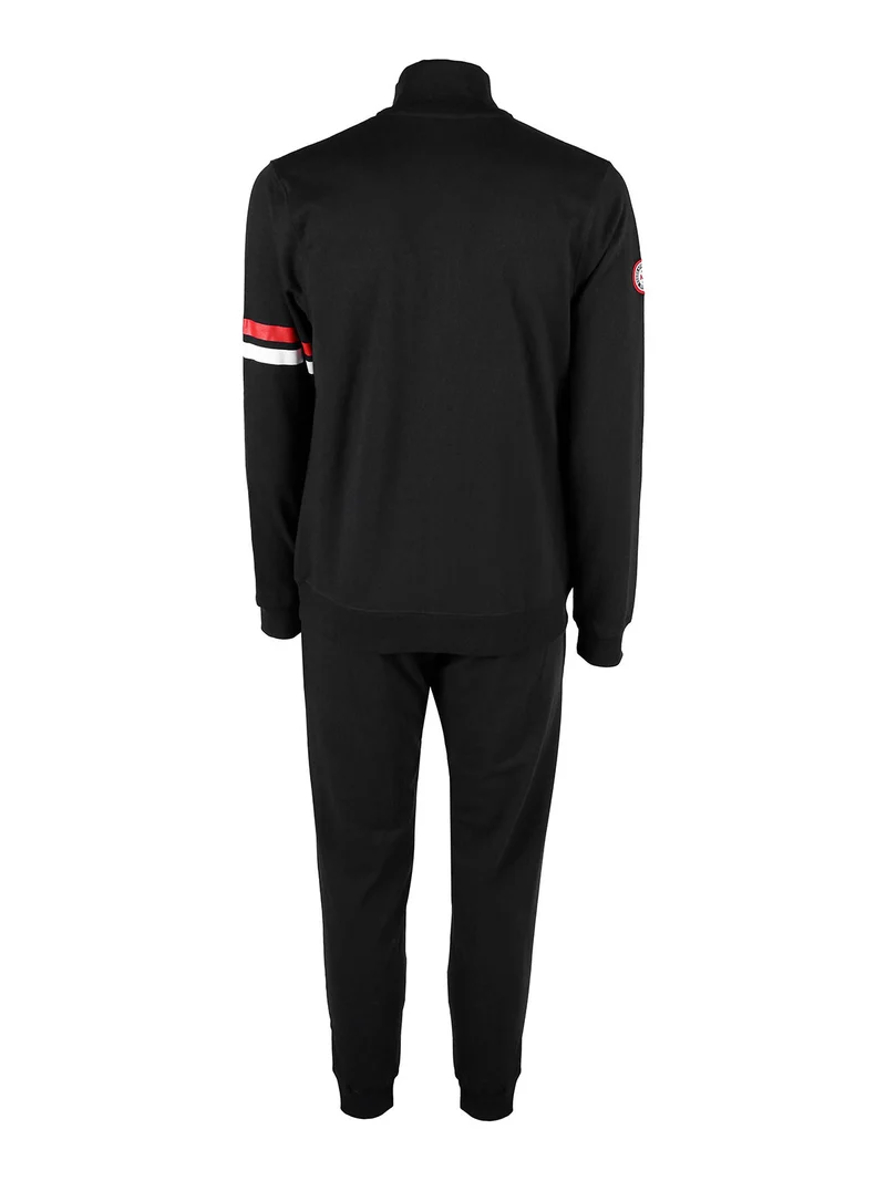 Tuta da uomo 2 pezzi in misto cotone con zip intera - nero